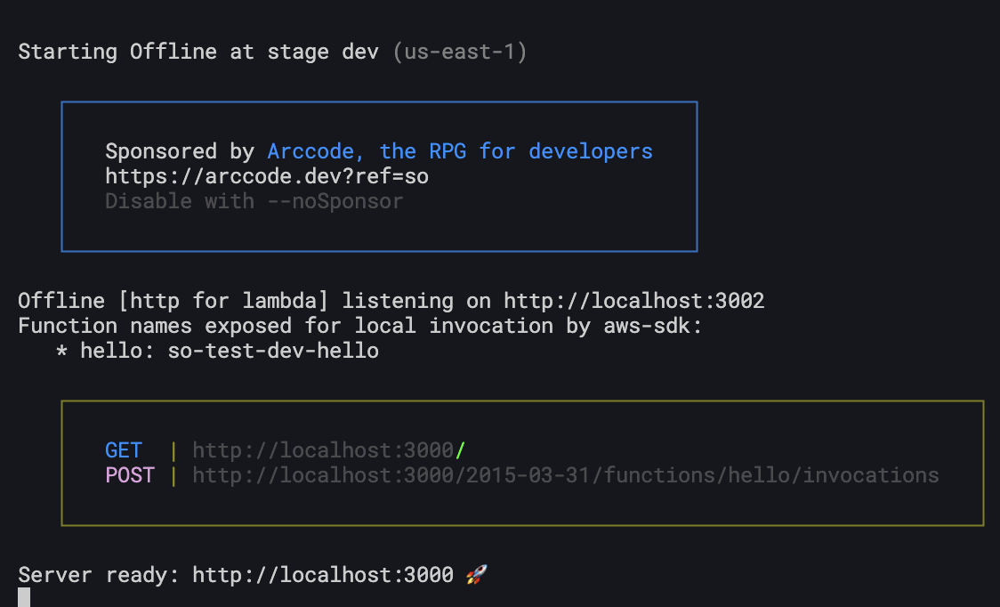 serverless-offline sponsoring